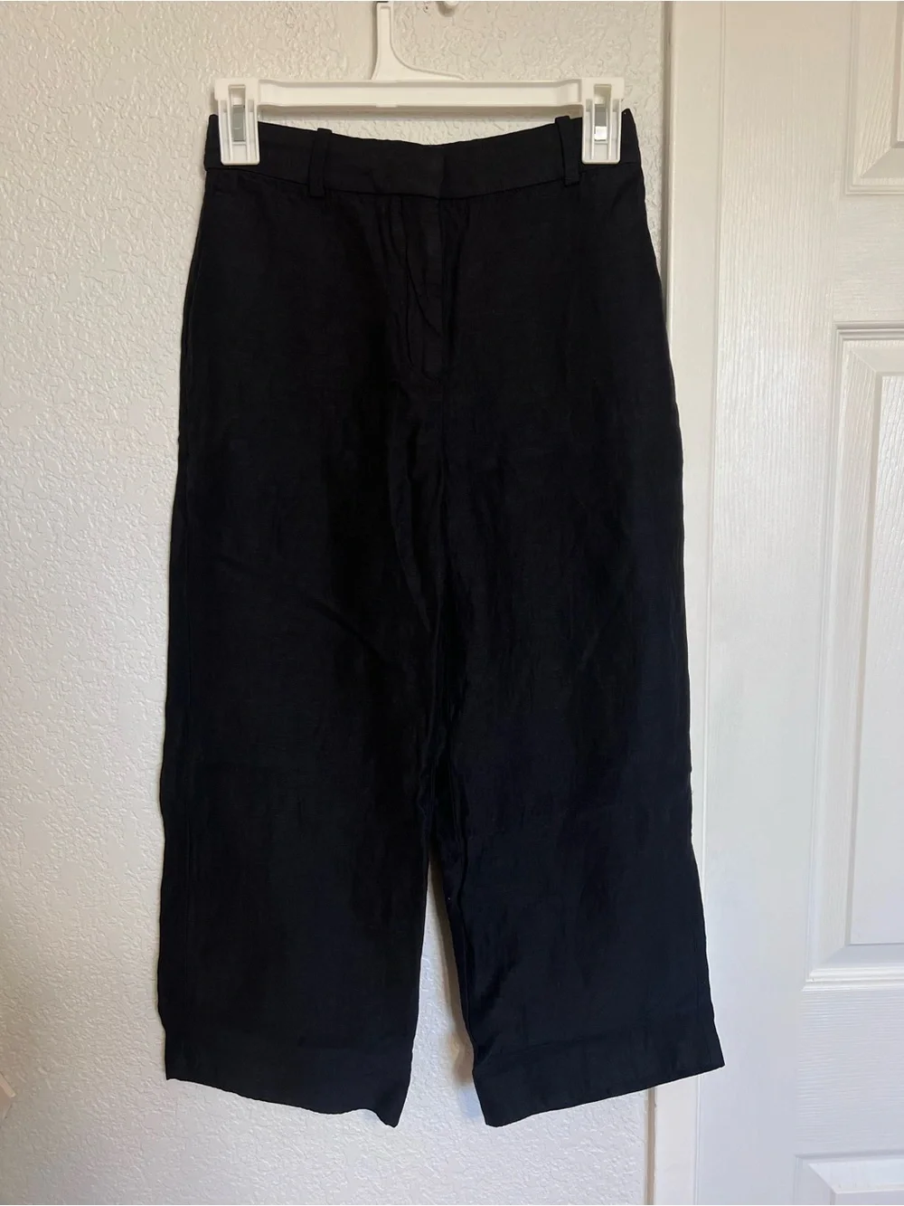 Aritzia Babaton Agency Linen Cropped Straight Leg Pants Black NWOT Size 0